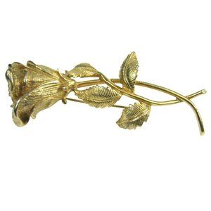 Vintage Castlecliff Gold Tone Rose Flower Brooch Pin Large Statement